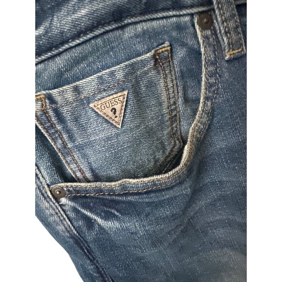 Guess Jeans Relaxed Leg Jeans Y2K Whisker Logo Pockets Cotton Size 38x32 - Picture 2 of 6
